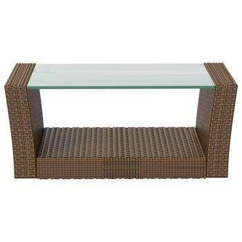 8-tlg. Garten-Lounge-Set mit Kissen Poly Rattan Braun