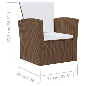 8-tlg. Garten-Lounge-Set mit Kissen Poly Rattan Braun