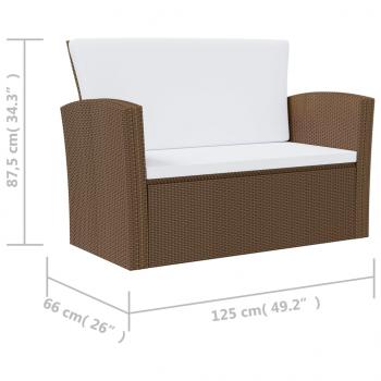 8-tlg. Garten-Lounge-Set mit Kissen Poly Rattan Braun