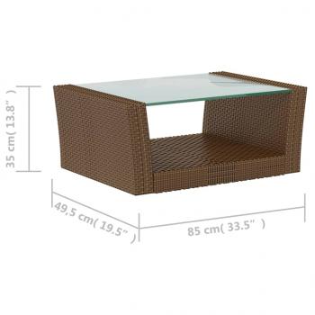 16-tlg. Garten-Lounge-Set mit Kissen Poly-Rattan Braun