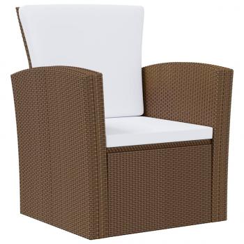 16-tlg. Garten-Lounge-Set mit Kissen Poly-Rattan Braun