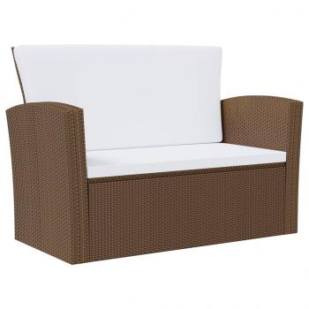 16-tlg. Garten-Lounge-Set mit Kissen Poly-Rattan Braun