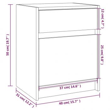 Nachtschrank Schwarz 40x31x50 cm Massivholz Kiefer