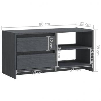 TV-Schrank Grau 80x31x39 cm Massivholz Kiefer