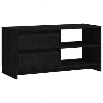 TV-Schrank Schwarz 80x31x39 cm Massivholz Kiefer