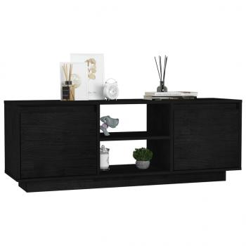 TV-Schrank Schwarz 110x30x40 cm Massivholz Kiefer