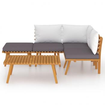 5-tlg. Garten-Lounge-Set mit Kissen Massivholz Akazie