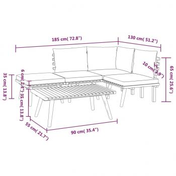 5-tlg. Garten-Lounge-Set mit Kissen Massivholz Akazie