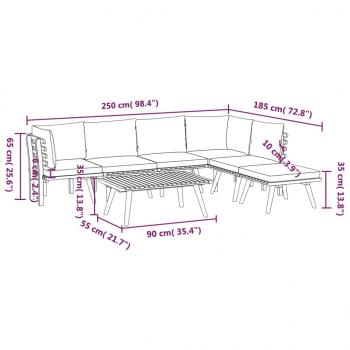 7-tlg. Garten-Lounge-Set mit Kissen Massivholz Akazie