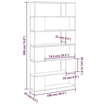 Bücherregal Raumteiler Hochglanz-Weiß 100x24x188 cm