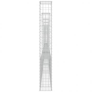 Gabionenkorb U-Form mit 7 Säulen Eisen 740x20x150 cm