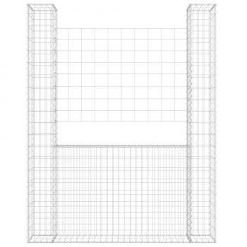 Gabionenkorb U-Form mit 2 Säulen Eisen 140x20x200 cm