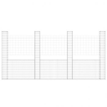 Gabionenkorb U-Form mit 4 Säulen Eisen 380x20x200 cm