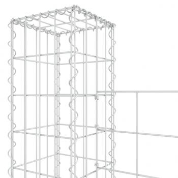 Gabionenkorb U-Form mit 4 Säulen Eisen 380x20x200 cm