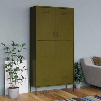 ARDEBO.de - Kleiderschrank Olivgrün 90x50x180 cm Stahl   