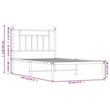 Bettgestell mit Kopfteil Metall Schwarz 90x200 cm  