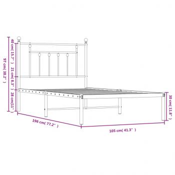 Bettgestell mit Kopfteil Metall Schwarz 100x190 cm