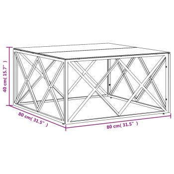 Couchtisch Silbern 80x80x40 cm Edelstahl und Glas