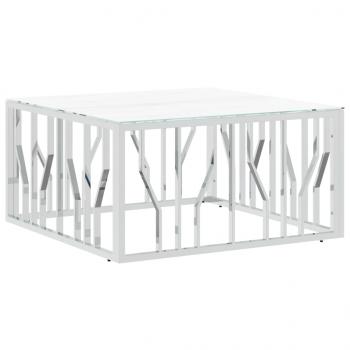 Couchtisch Silbern 80x80x40 cm Edelstahl und Glas