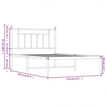 Bettgestell mit Kopfteil Metall Weiß 107x203 cm