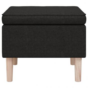 Hocker mit Holzbeinen Schwarz Stoff