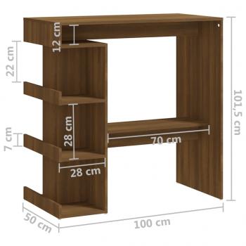 Bartisch mit Regal Braun Eiche 100x50x101,5cm Holzwerkstoff