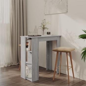 ARDEBO.de - Bartisch mit Regal Grau Sonoma 102x50x103,5 cm Holzwerkstoff