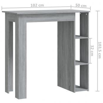 Bartisch mit Regal Grau Sonoma 102x50x103,5 cm Holzwerkstoff