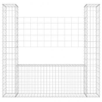 Gabionenkorb U-Form mit 2 Säulen Eisen 140x20x150 cm