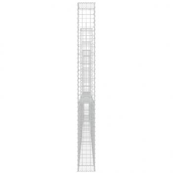 Gabionenkorb U-Form mit 6 Säulen Eisen 620x20x200 cm