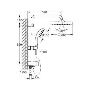 GROHE Vitalio Start 250 Duschsystem, zur Wandmontage, EcoJoy, chrom (26698000)