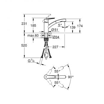 GROHE QuickFix Start Einhebelmischer, 1/2", herausziehbaren Dual-Brause, chrom (30531001)