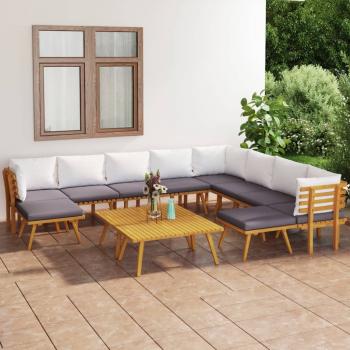 ARDEBO.de - 12-tlg. Garten-Lounge-Set mit Kissen Massivholz Akazie