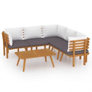 6-tlg. Garten-Lounge-Set mit Kissen Massivholz Akazie