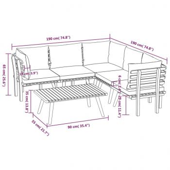 6-tlg. Garten-Lounge-Set mit Kissen Massivholz Akazie