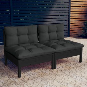 ARDEBO.de - 2-Sitzer-Gartensofa mit Anthrazit Kissen Massivholz Kiefer