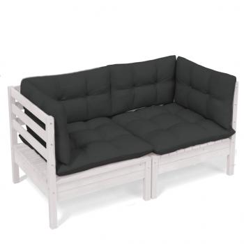 2-Sitzer-Gartensofa mit Anthrazit Kissen Massivholz Kiefer