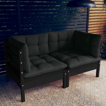 ARDEBO.de - 2-Sitzer-Gartensofa mit Anthrazit Kissen Massivholz Kiefer