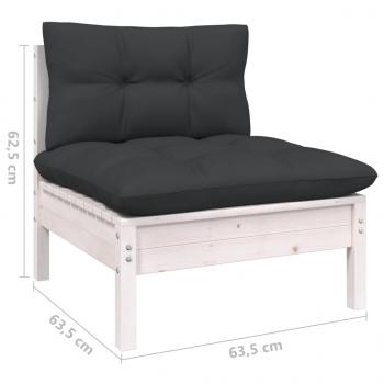 4-tlg. Garten-Lounge-Set mit Anthrazit Kissen Kiefernholz