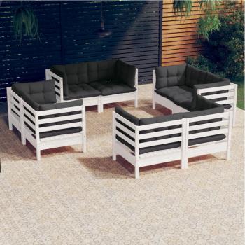 ARDEBO.de - 8-tlg. Garten-Lounge-Set mit Anthrazit Kissen Kiefernholz