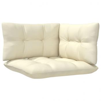 3-Sitzer-Gartensofa mit Creme Kissen Massivholz Kiefer