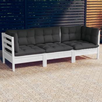 ARDEBO.de - 3-Sitzer-Gartensofa mit Anthrazit Kissen Massivholz Kiefer