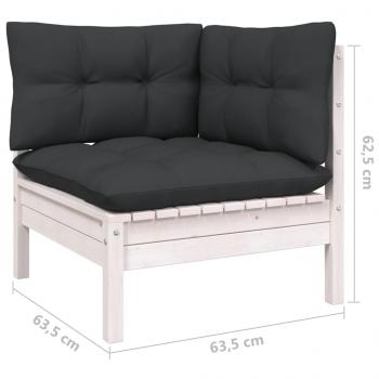 3-Sitzer-Gartensofa mit Anthrazit Kissen Massivholz Kiefer