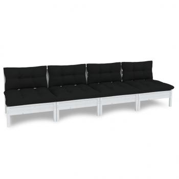 4-Sitzer-Gartensofa mit Anthrazit Kissen Massivholz Kiefer