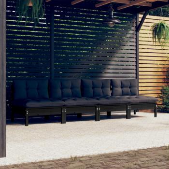 ARDEBO.de - 4-Sitzer-Gartensofa mit Anthrazit Kissen Massivholz Kiefer