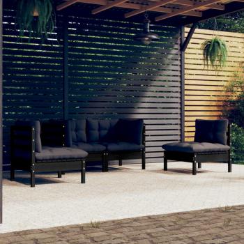 ARDEBO.de - 4-tlg. Garten-Lounge-Set mit Kissen Massivholz Kiefer