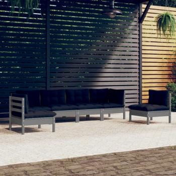 ARDEBO.de - 6-tlg. Garten-Lounge-Set mit Kissen Kiefer Massivholz