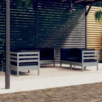 ARDEBO.de - 6-tlg. Garten-Lounge-Set mit Kissen Kiefer Massivholz