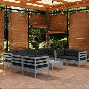 ARDEBO.de - 9-tlg. Garten-Lounge-Set mit Kissen Kiefer Massivholz