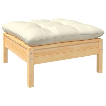 3-tlg. Garten-Lounge-Set mit Creme Kissen Massivholz Kiefer